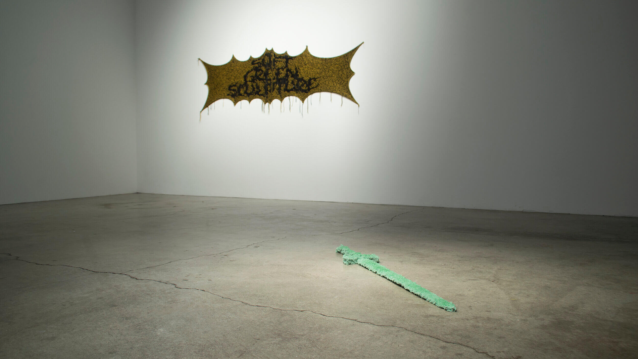 A Flocked Green Sword & Soft Green Sculpture by Bradley Weyandt